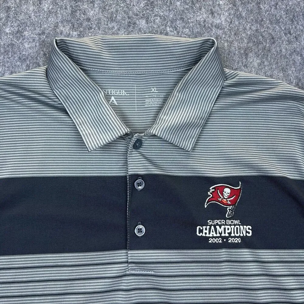 Antigua Men's Performance Polo Tampa Bay Buccaneers Embroidered Gray Golf Sz XL